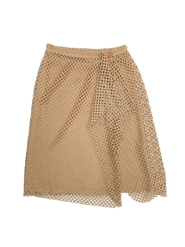 Women’s swim skirt asymmetrical -Nude Mesh Sarong Swim Skirt