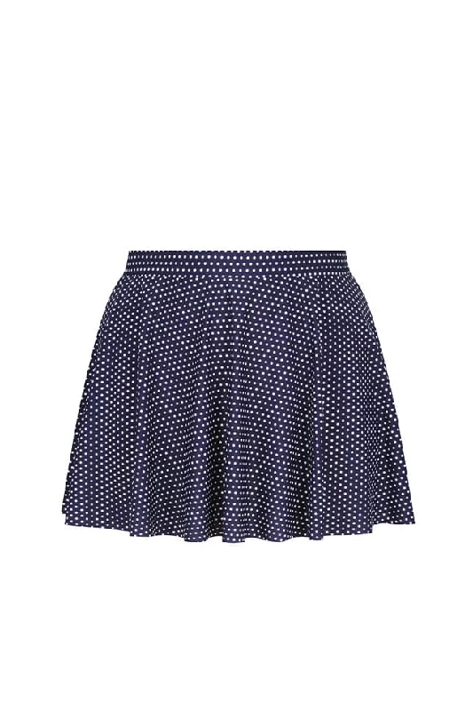 Women’s swim skirt gray -Navy and White Dots Skater Skirt