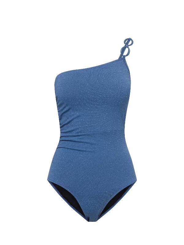 Women’s one-piece swimsuit abstract -Kara One Piece In Steel Blue Metallic Pique