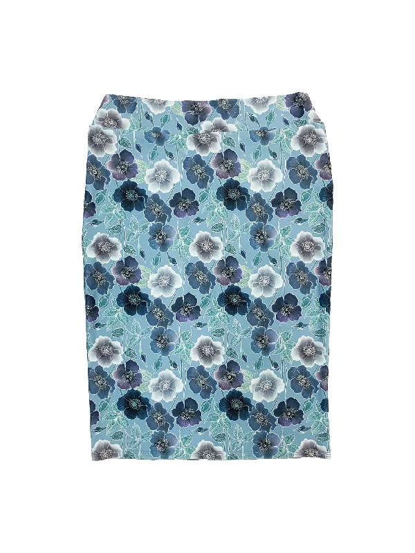 Women’s swim skirt tailored -Blue Floral Pencil Swim Skirt