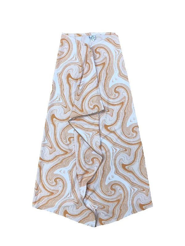 Women’s swim skirt classic -Neutral Swirl Non Stretch Sarong Swim Skirt