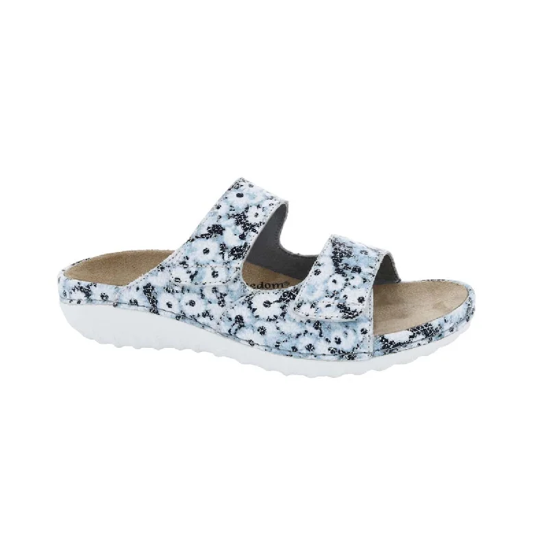 Women’s sandals eye-catching -Drew Cruize Women Straps Sandals In Blue  Floral Leather