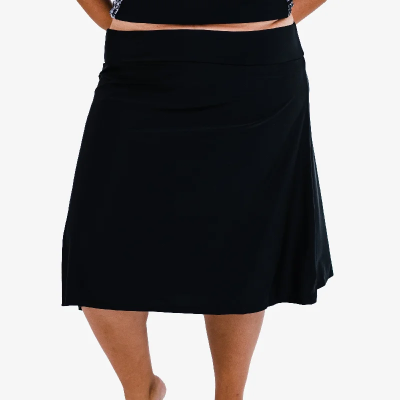 Women’s swim skirt workout -Women's Plus Below The Knee Swim Skirt With Capri Leggings