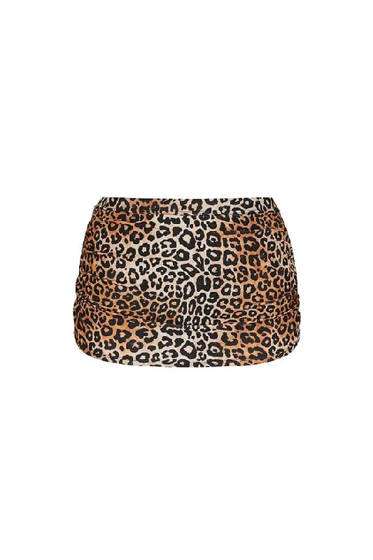 Women’s swim skirt earthy -Leopard Sustainable Retro Skirted Bikini Bottoms