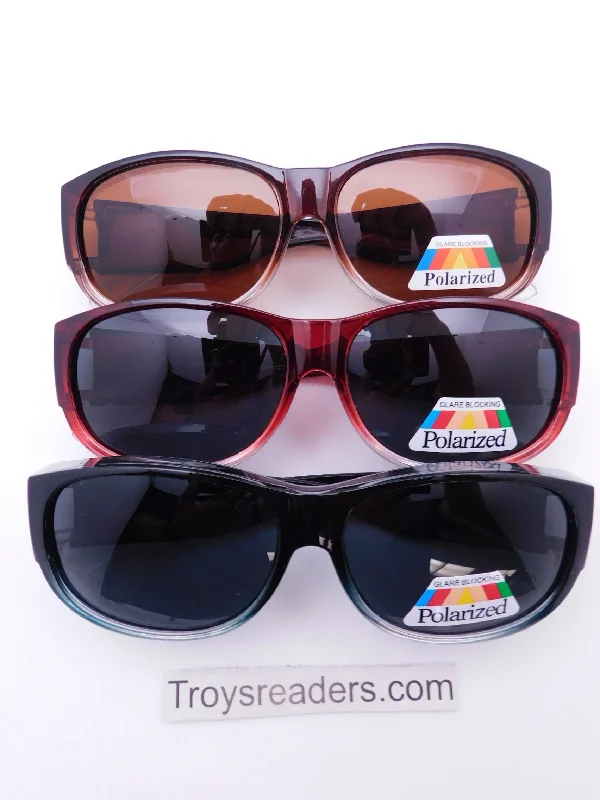 sunglasses small frame -Two-Tone Large Lens Polarized Fit Overs in Three Colors