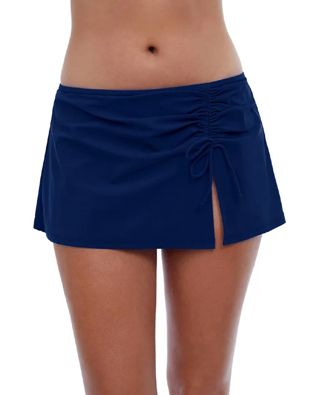 Women’s swim skirt curvy -Side Slit Cinch Swim Skirt In Tutti Frutti Navy