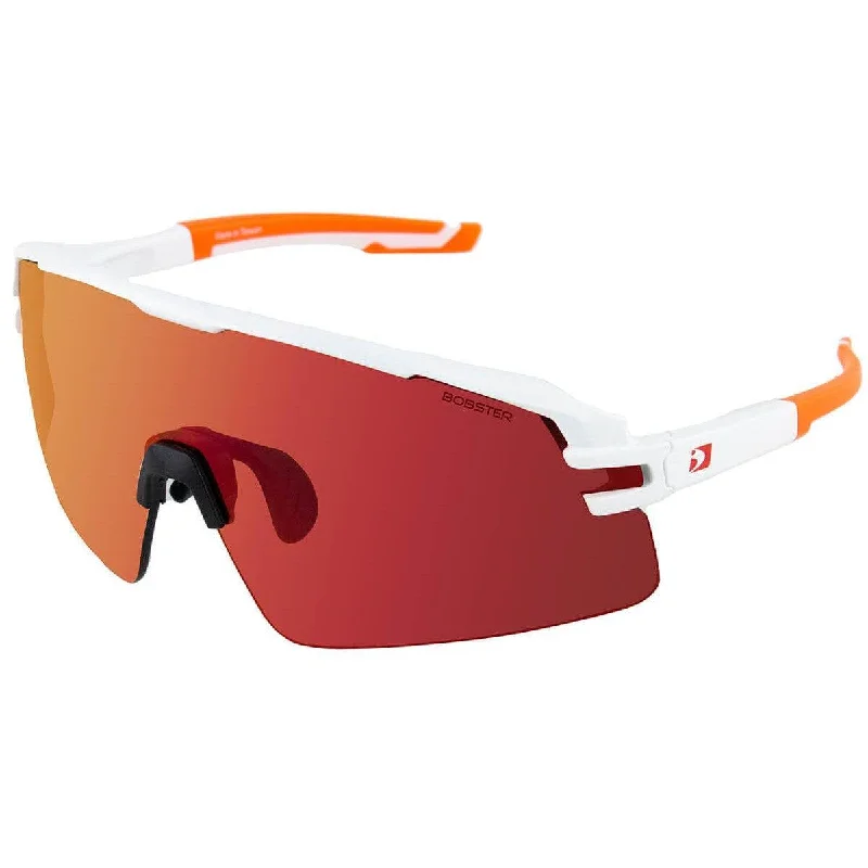 sunglasses cleaning cloth -Bobster Flash Cycling Sunglasses with Matte White/Orange Frame and Smoke Black Red Revo Lens