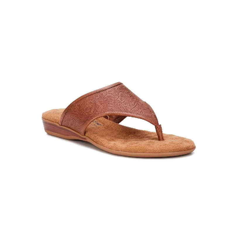 Women’s sandals velcro -Walking Cradles Wc Nella Ii Women Flip-flop Sandals In Tan Tooled Leather