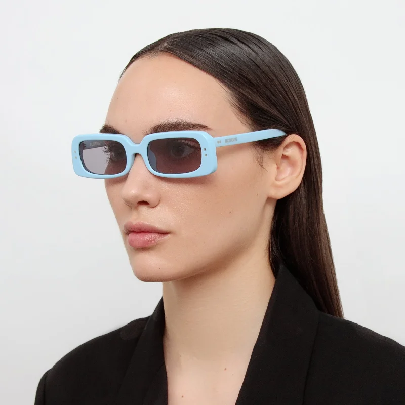 sunglasses round frame -Azzurro Rectangular Sunglasses in Light Blue