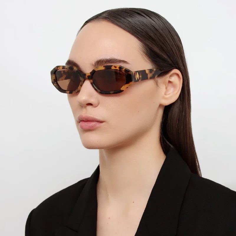 sunglasses high contrast -Irene Angular Sunglasses in Tortoiseshell and Brown