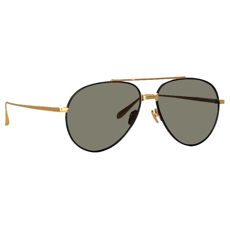 sunglasses flexible hinges -Marcelo Aviator Sunglasses in Black and Yellow Gold