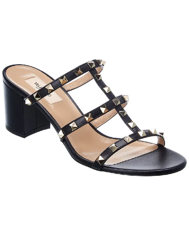 Women’s sandals mustard -Valentino Rockstud Caged 60 Leather Sandal