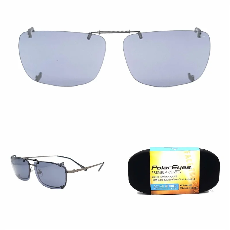 sunglasses exclusive release -56mm Rectangular Polar Eyes Premium Polarized Clip On REC G 56