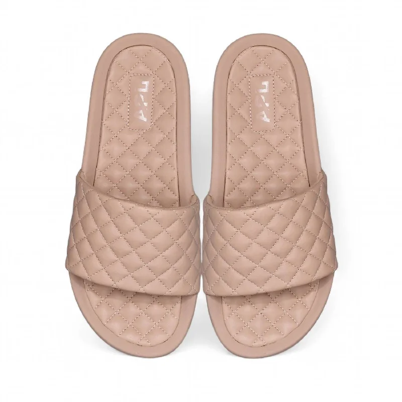 Women’s sandals whimsical -Women's Lusso Quilted Leather Slide In Rose Dust