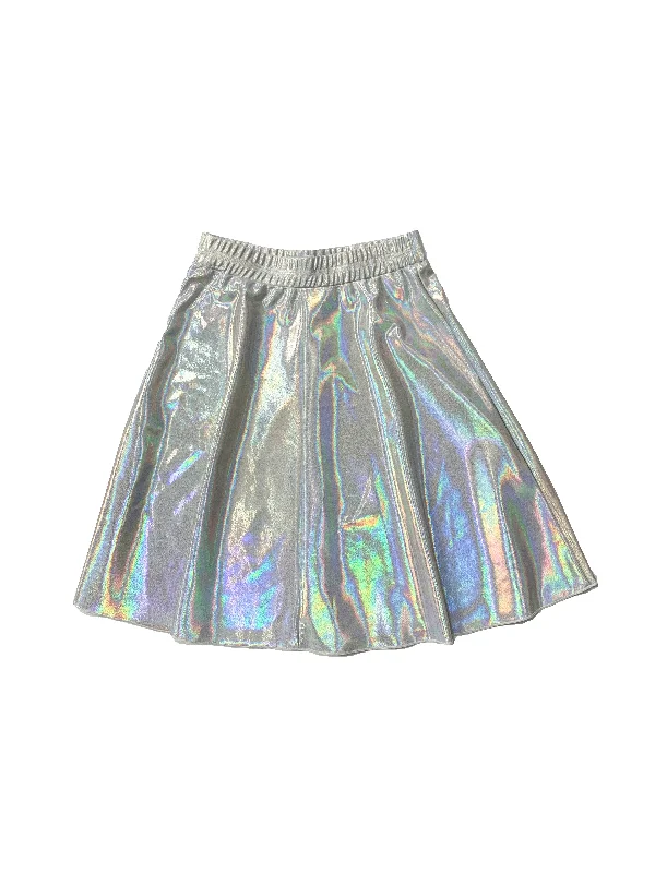 Women’s swim skirt sheer -Teen Gunmetal Metalic Flairy Skirt