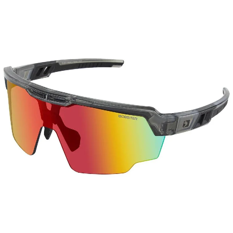 sunglasses seasonal sale -Bobster Wheelie Cycling Sunglasses with Gloss Clear/Gray Frame and Smoke Black Red Revo Lens