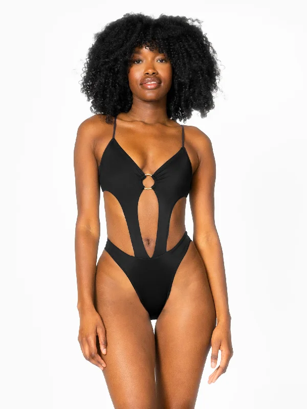 Women’s one-piece swimsuit lavender -The Naomi One Piece / Nero