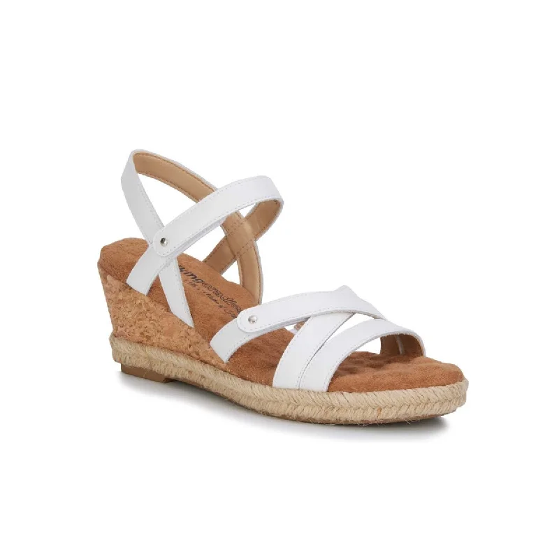 Women’s sandals tan -Walking Cradles Wc Alba Women Wedge Sandal In White Soft Atanado Leather