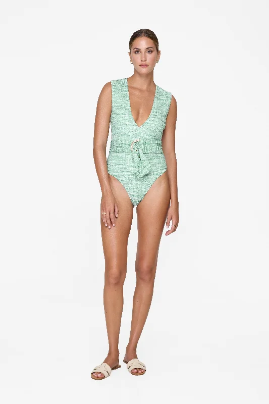 Women’s one-piece swimsuit high cut -Dean One Piece - Opal Tweed