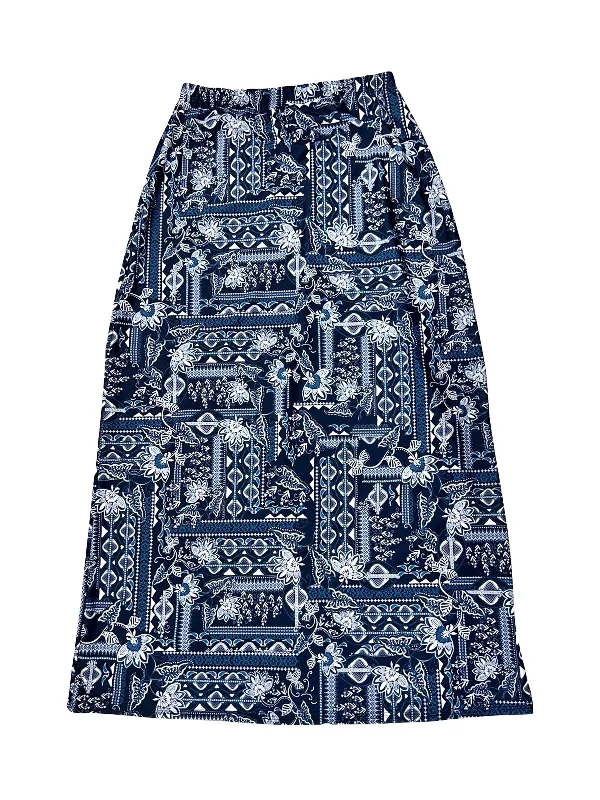 Women’s swim skirt geometric -Blue Bandana Maxi Swim Skirt