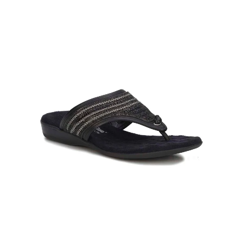 Women’s sandals plus size -Walking Cradles Wc Nella Ii Women Flip-flop Sandals In Black Embellished Leather