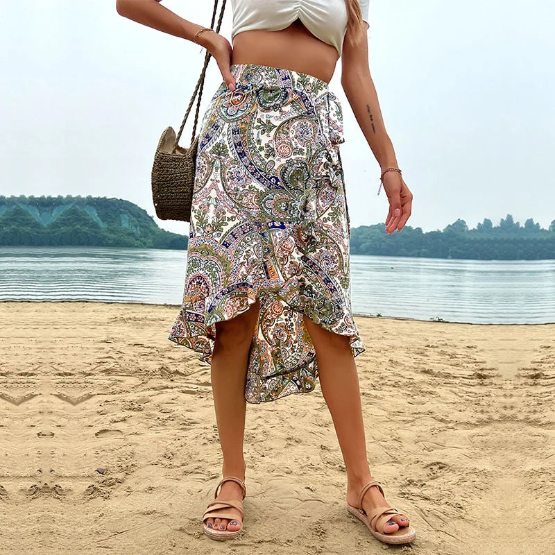 Women’s swim skirt tropical -Women's new summer vintage skirt