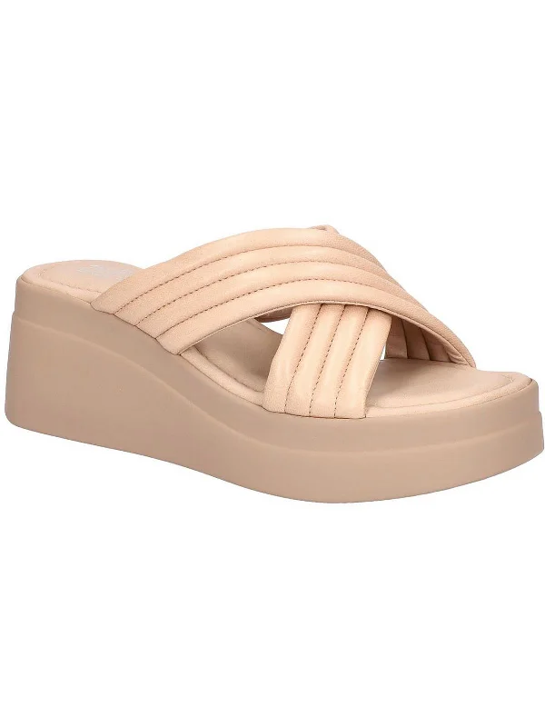 Women’s sandals chunky -Maz-Italy Womens Slide Quilted Wedge Sandals