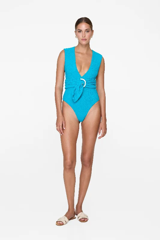 Women’s one-piece swimsuit shell -Dean One Piece - Aquamarine Croc