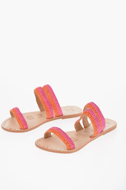 Women’s sandals gladiator -Manebi Two-Tone 3-Bands Yacata'n Raffia Sandals