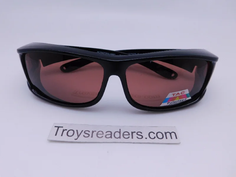 sunglasses sport luxe -Large Square Polarized Fit Overs in Black with Amber Lens