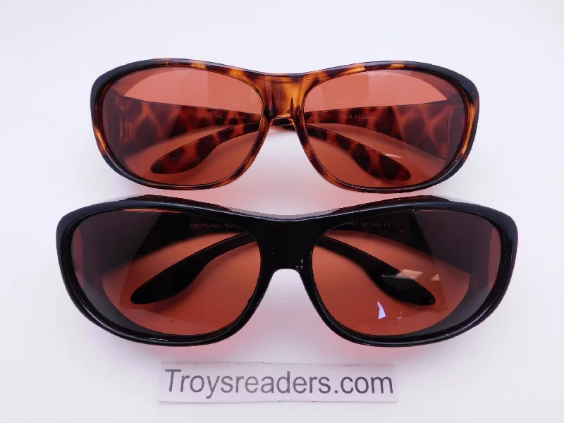 sunglasses wraparound fit -63mm Polarized Amber Lens Fit Over in Two Colors