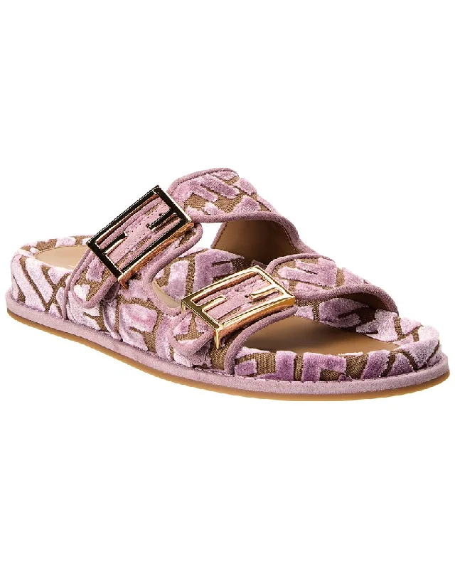 Women’s sandals slip-resistant -FENDI Feel FF Jacquard Velvet Sandal