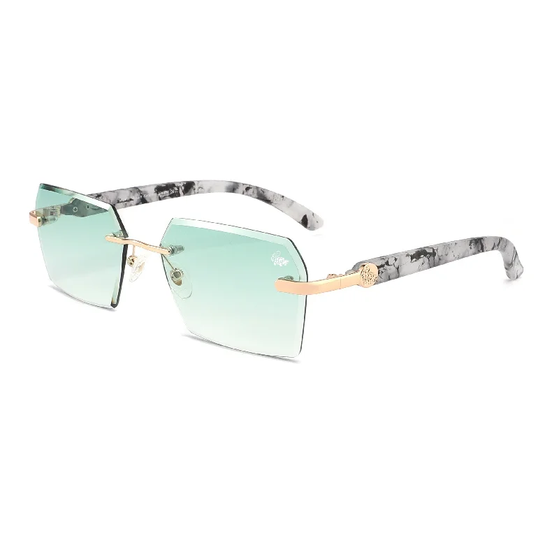 sunglasses teen fashion -Kennedy White Marble Gold | Green