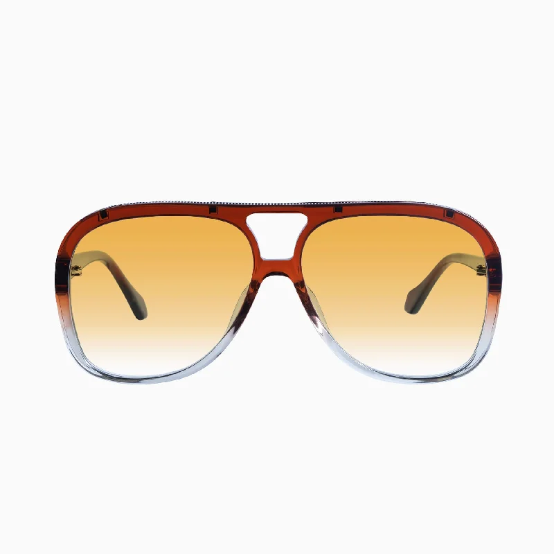 Burnt Orange Fade To Crystal w. Gold Metal Trim / Orange Gradient Lens