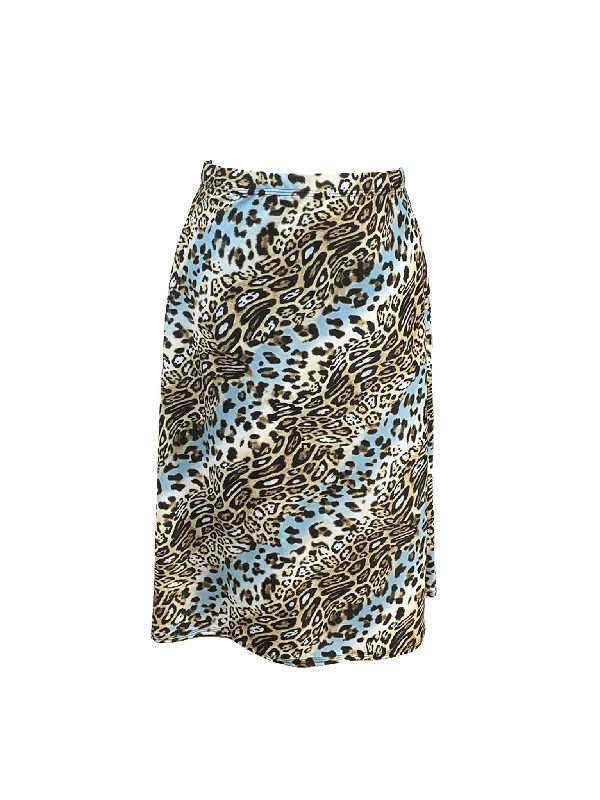 Women’s swim skirt petite -Blue Leopard A-Line Swim Skirt