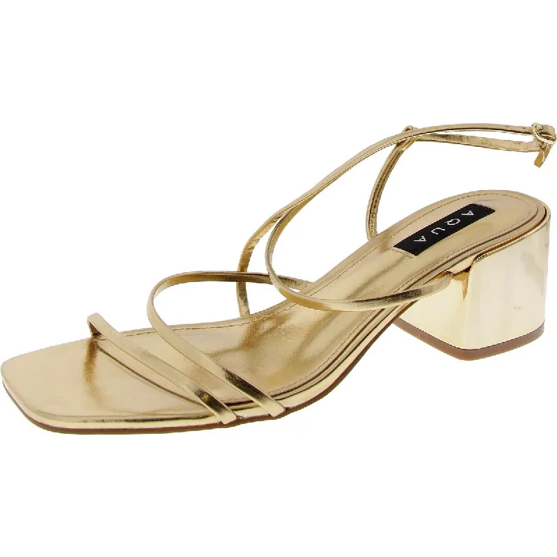 Women’s sandals sunset -Womens Faux Leather Open Toe Block Heel