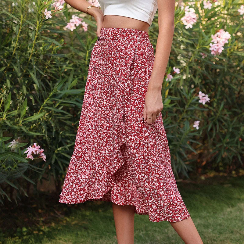 Women’s swim skirt silver -Women's new fashion floral skirt