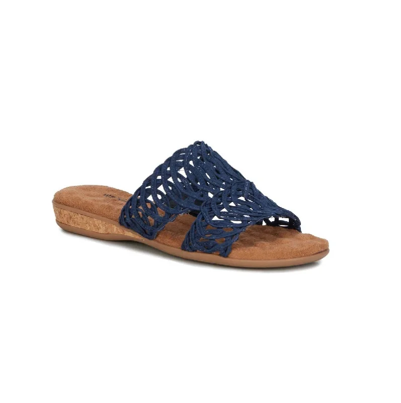 Women’s sandals flexible -Walking Cradles Wc Calla Women Slip-on Sandal In Navy Suede Fabric