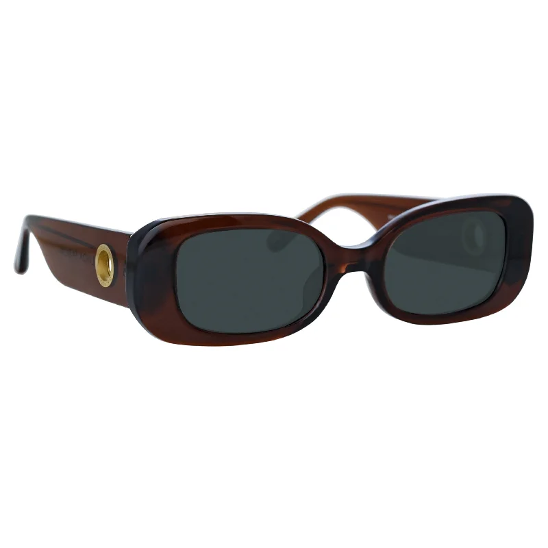 sunglasses glitter finish -Lola Rectangular Sunglasses in Brown