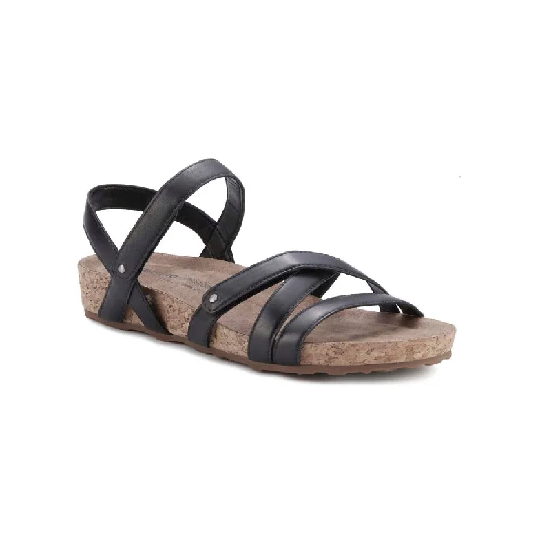 Women’s sandals rose gold -Walking Cradles Wc Pool Women Strappy Sandal In Black Soft Atanado Leather