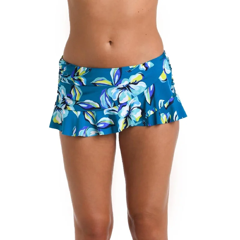 Women’s swim skirt eye-catching -Asymmetrical Ruffle Swim Skirt In Fiji Tropics Ocean