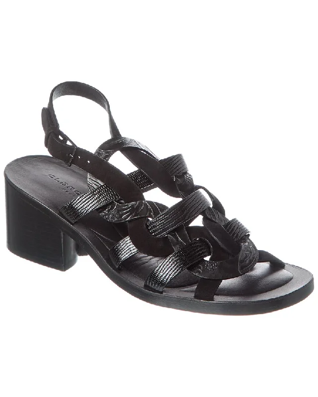 Women’s sandals ribbed -Clergerie Vick Embossed Leather Sandal