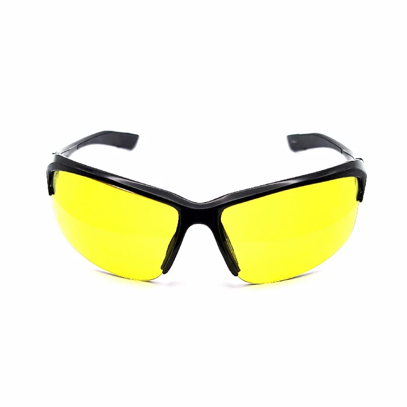 sunglasses affordable price -Peg Black Half Rim Sport Wrap Night Driving Glasses