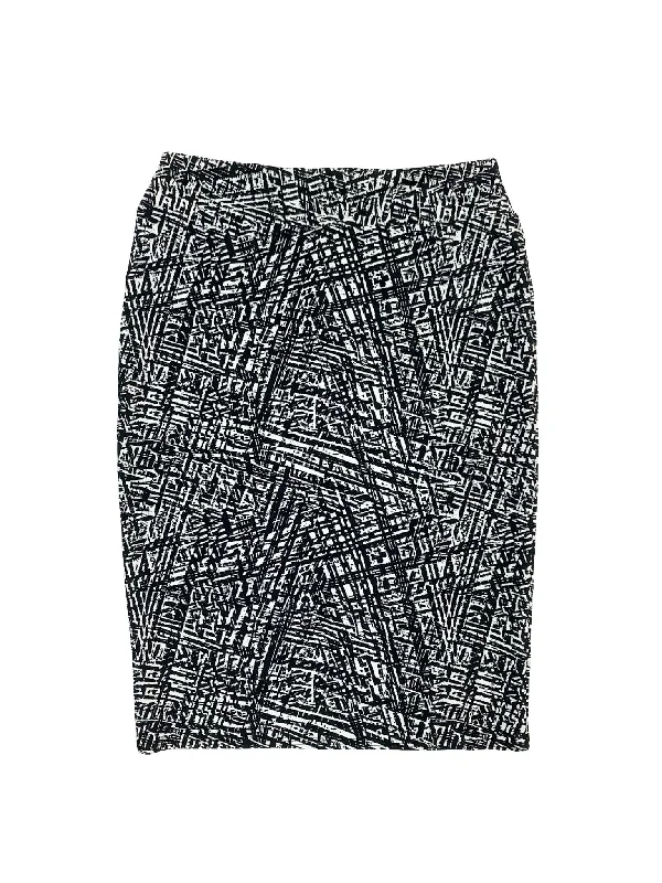 Women’s swim skirt mesh -Black & White Pixel Pencil Swim Skirt