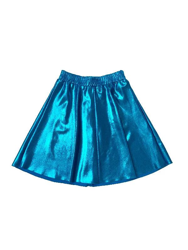 Women’s swim skirt moss -Kids Metallic Blue Flairy Swim Skirt