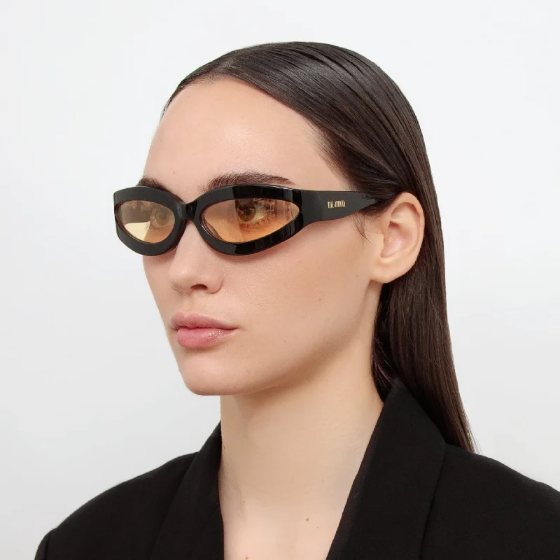 sunglasses hippie flair -Agnes Wrap Sunglasses in Black and Yellow