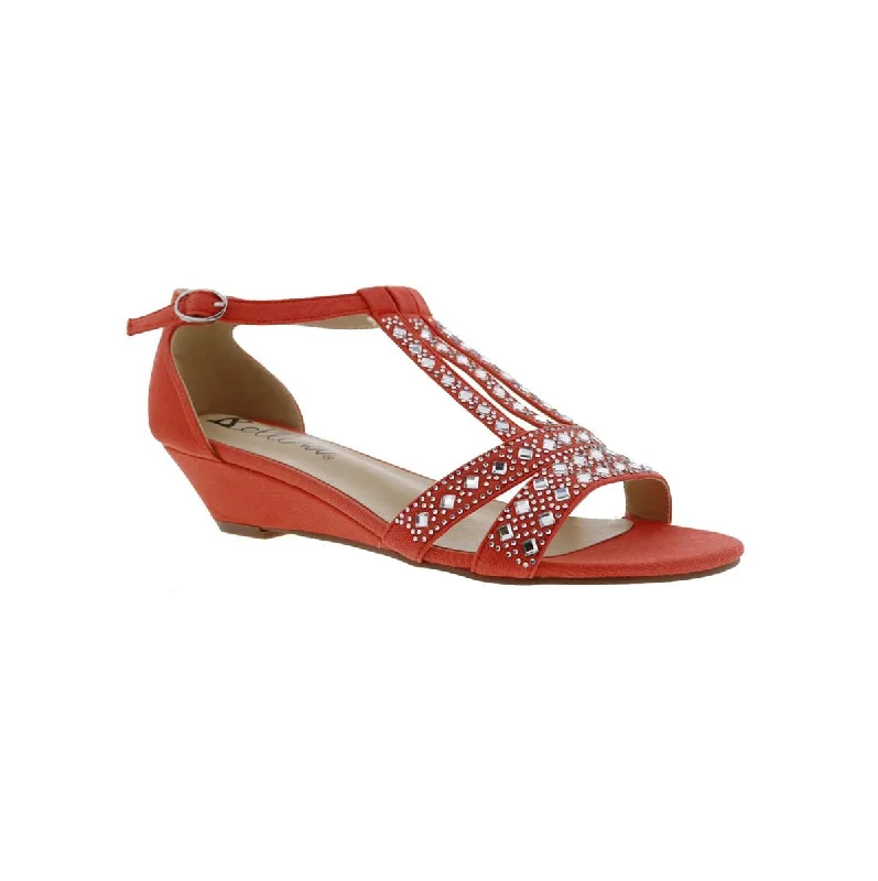 Women’s sandals hard sole -Bellini Laaris Women Wedge Sandals In Orange Microsuede