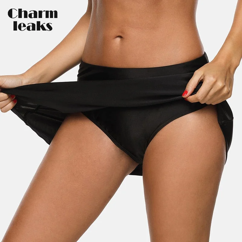 Women’s swim skirt with shorts -Charmleaks Women Bikini Bottom Swim Skirt Build-in Brief  Swim Trunks Solid Swimwear Briefs Swimming Bottom Tankini Bottoms