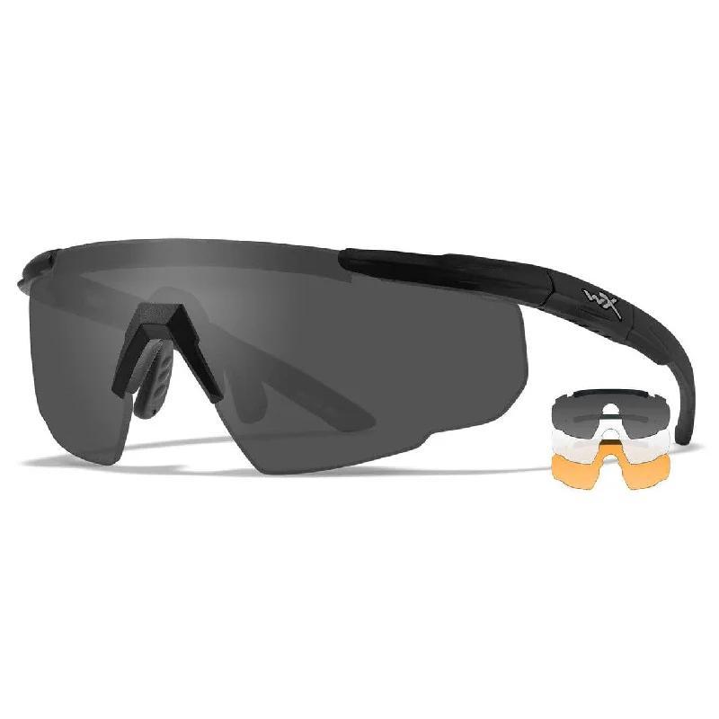 sunglasses wedding guest -Wiley X Saber Advanced Ballistic Safety Glasses Kit with Matte Black Frame and Clear, Grey, and Light Rust Lenses