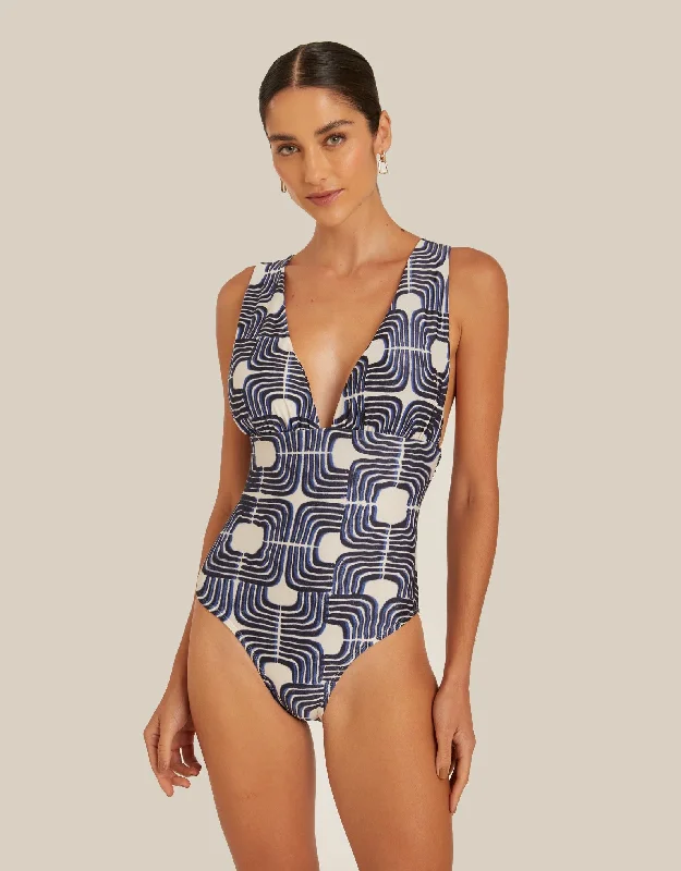 Women’s one-piece swimsuit asymmetrical -Ruched V Neck One Piece One Piece Paros